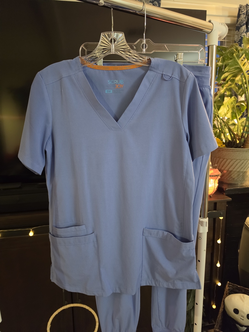 Scrub Joy Women's Light Blue V-Neck Medical Scrub Set